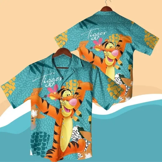 Discover Tigger Hawaiian Shirt Set Winnie the Pooh Summer Outfit Cute Tigger Button Down