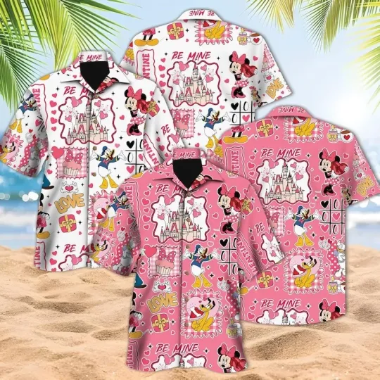 Discover Disneyland Valentine Hawaiian Shirt, Minnie Goofy Donald Daisy Pluto, Disney Val