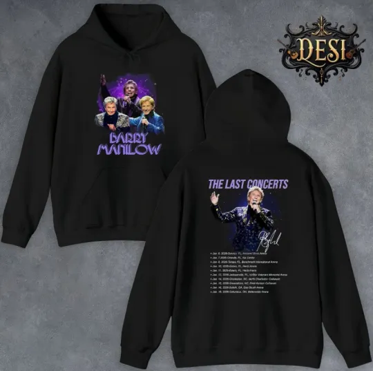 Discover Manilows The Last Concert Tour 2026 Double Sided Hoodie