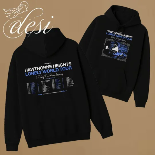 Discover Hawthorne Heights Lonely World Tour 2026 Double Sided Hoodie