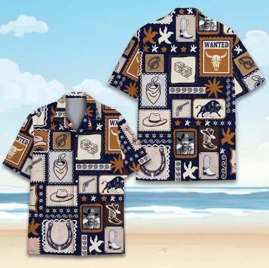 Discover Western Cowboy Hawaiian Shirt Men Women Youth, Vintage Rodeo Cowboy Aloha Shirt