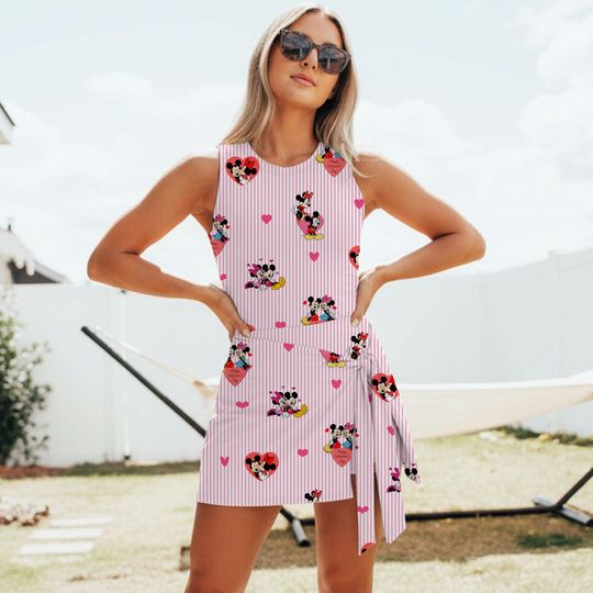 Mickey Minnie Couple Valentine 2026 Tennis Dress Skirt, Valentine Day Gift, Disney Athletic Skirt, Disney Tennis Dress Skirt