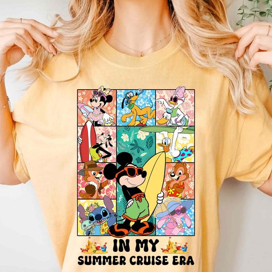 Discover Mickey And Friends Summer Vacation Shirt, Disney In My Summer Cruise Era Tee, Mickey Surfing Shirt, Disneyland Family Beach Trip Shirt
