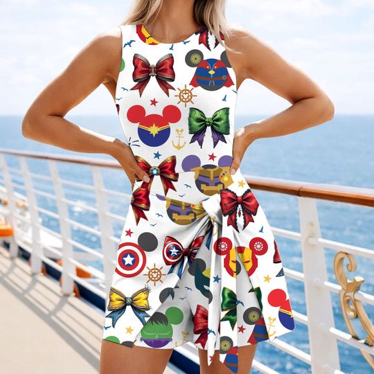 Marvel At Sea Iron Man Captain America Hulk Mickey Coquette Tennis Dress Skirt, Pirate Disney Cruise Trip, Disney Tennis Dress Skirt