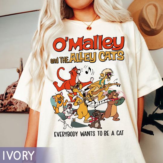 Discover Retro The Aristocats OMalley The Alley Cats Everybody Wants To Be A Cat Comfort Colors Shirt,  Cat Tee,  World 2024 Trip