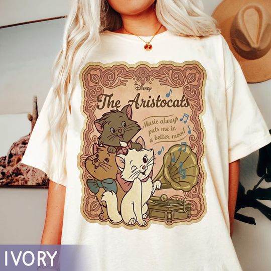 Discover Retro Disney The Aristocats Shirt, Cute Marie Toulouse Berlioz Tee, Disney Cats Shirt, Cat Lover Gift, Music Lover Tee, Disneyland Trip