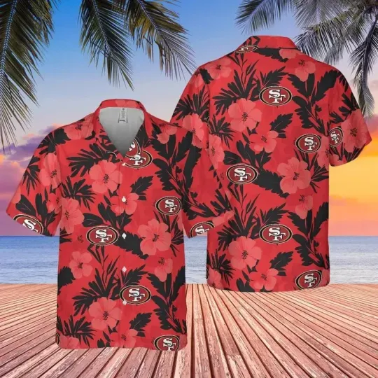 Discover San Francisco Football Team 49erss Hawaiian Button Down Shirt Unisex Adults