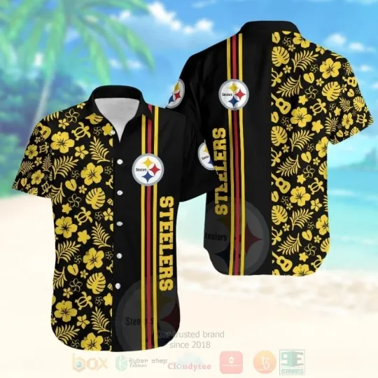 Pittsburgh Football Team Steelerss Hawaiian Button Down Shirt Unisex Adults