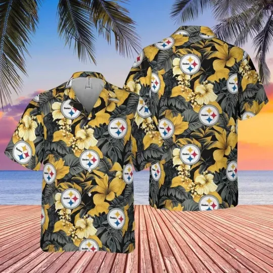Pittsburgh Football Team Steelerss Hawaiian Shirt, Button Down Full Size S-5XL