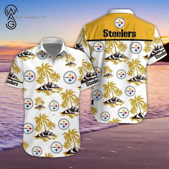 Pittsburgh Football Team Steelerss Hawaiian Button Down Shirt Unisex Adults