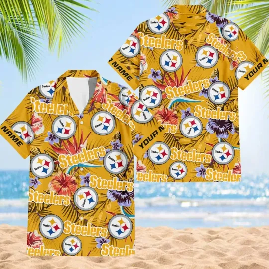 Discover Pittsburgh Football Team Steelerss Hawaiian Button Down Shirt Unisex Adults