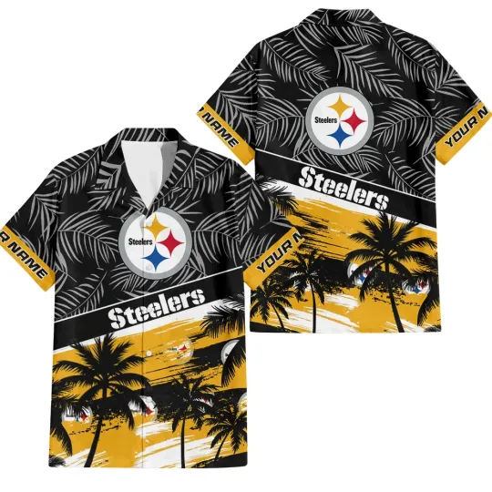 Discover Pittsburgh Football Team Steelerss Hawaiian Button Down Shirt Unisex Adults