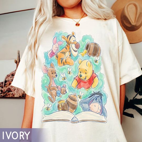 Discover Watercolor Winnie The Pooh Sketch Shirt, Cute Pooh Bear and Friends Hundred Acre Wood Tee, Disney Group Shirt, Disneyland Family Trip Outfit