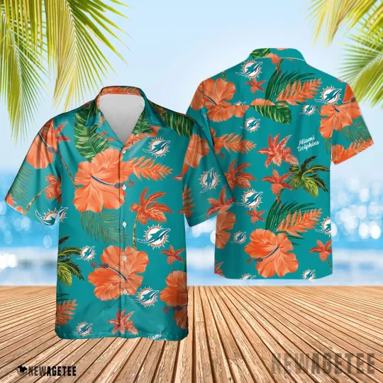 Discover Miami Football Team Dolphinss Hawaiian Button Down Shirt Unisex Adults S-5XL