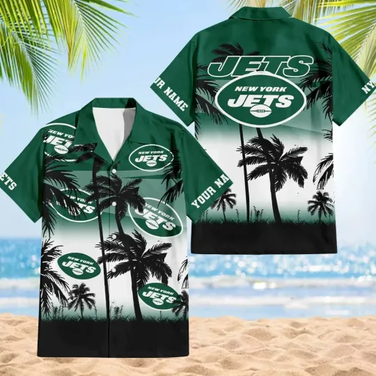 Discover New York Football Team Jetss Hawaiian Button Down Shirt Unisex Adults S-5XL