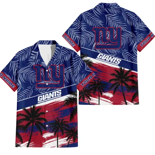 Discover New York Football Team Giantss Hawaiian Button Down Shirt Unisex Adults S-5XL