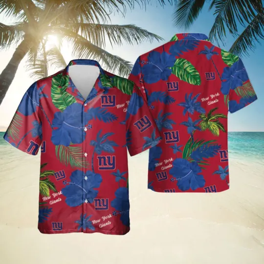 Discover New York Football Team Giantss Hawaiian Button Down Shirt Unisex Adults S-5XL