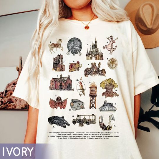 Discover Walt Disney World Attraction Icons Shirt, Vintage Disney Park Rides Tee, Epcot Disney Shirt, Disneyland Family Trip Shirts, Disney Fan Gift