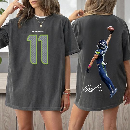 Discover Jaxon Smith Njigba Seahawks Double Sided T-Shirt - Posterized Seattle Football Graphic Tee