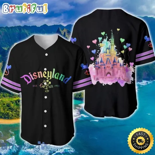 Discover Disneyland Magic Kingdom Rainbow Disney Baseball Jersey Shirt