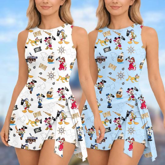 Discover Mickey And Friends Pirate Mickey Cruise Tennis Dress Skirt, Pirate Disney Cruise Trip, Disney Tennis Dress Skirt