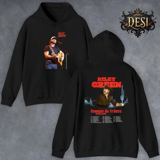 Discover Riley Green Cowboy as It Gets Tour 2026 Double Sided Hoodie