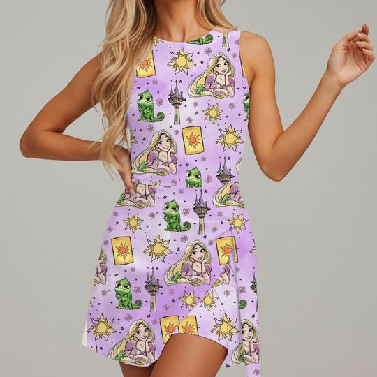 Tangled Pascal Daylight Rapunzel Friends Tennis Dress Skirt, Minimalist Rapunzel Princess Dress, Disney Tennis Dress Skirt