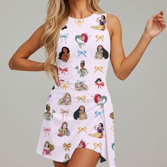 Mulan Moana Tangled Belle Coquette Bow Tennis Dress Skirt, Disney Princess Dress, Disney Athletic Skirt, Disney Tennis Dress Skirt