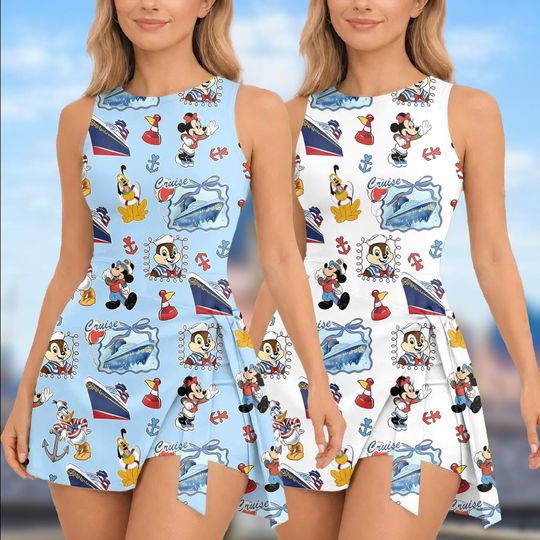 Mickey And Friends Cruise Tennis Dress Skirt, Disney Cruise Women Dress, Mickey Friends Cruise Dress Skirt