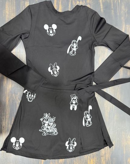 Discover Black Longsleeve white mickey and friends Disney Tennis Dress, Disney Outfit For Women, Mickey Christmas dress long sleeve