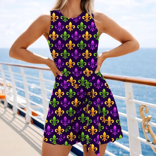 Discover Margi Gras 2026 Tennis Dress Skirt, Happy Mardi Gras Carnival Dress, Fat Tuesday Dress, Disney Tennis Dress Skirt
