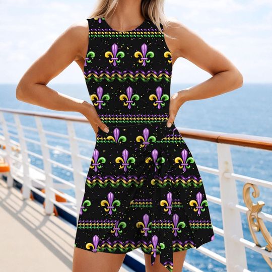 Discover Margi Gras 2026 Tennis Dress Skirt,  Happy Mardi Gras Carnival Dress, Fat Tuesday Dress, Disney Tennis Dress Skirt