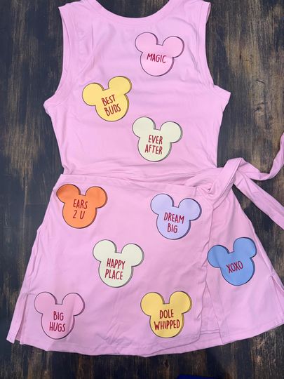 Disney Conversation hearts Mickey Pink Athletic Dress