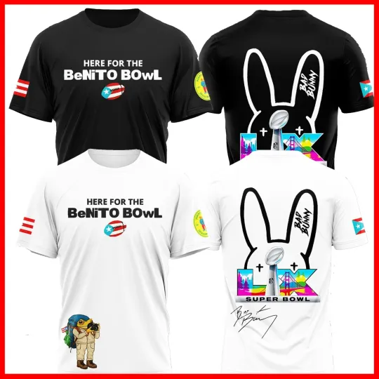 Discover 🔥 2026 Benito Bowl, Bad Bunny Super Bowl Halftime AOP For Fan All Size S-3XL