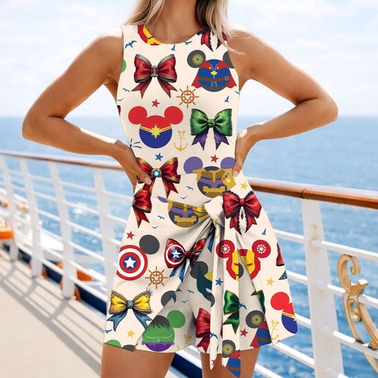 Marvel At Sea Iron Man Captain America Hulk Mickey Coquette Tennis Dress Skirt, Pirate Disney Cruise Trip, Disney Tennis Dress Skirt