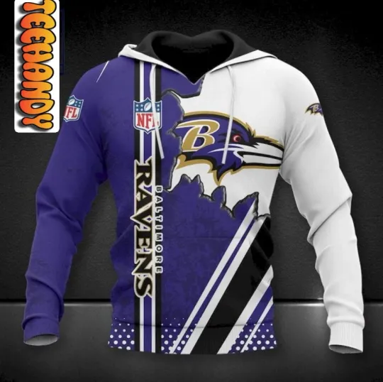 Discover Baltimore 3D Football Hoodie, Unisex Adults S-5XL