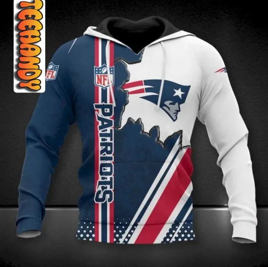 Discover New England 3D Football Hoodie, Unisex Adults S-5XL