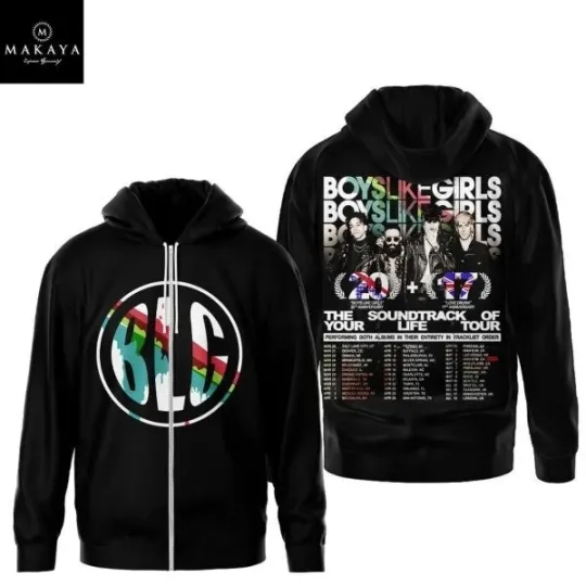 Discover Boys Like Girls The Soundtrack Of Your Life Tour 2026 Zip Hoodie