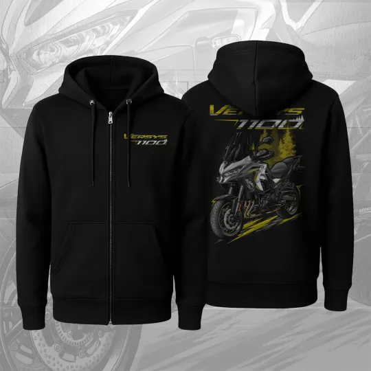 Discover Kawasaki Versys 1100 2025-2026 for Riders - Motorcycle ZIP Hoodie