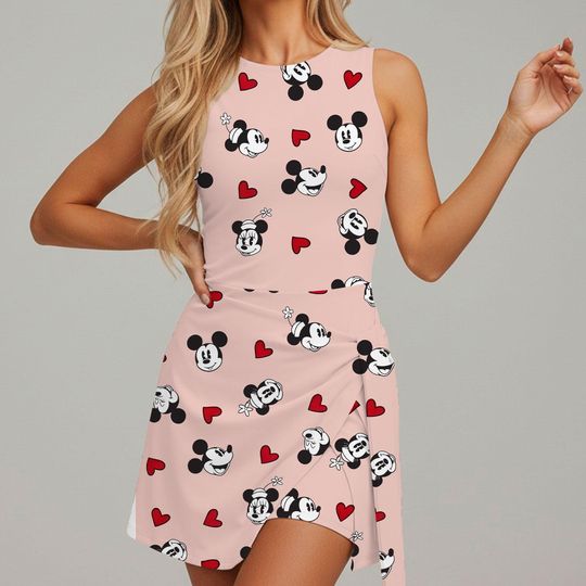 Mickey Minnie Heart Classic Valentine 2026 Tennis Dress Skirt,  Valentine Day Gift, Disney Athletic Skirt, Disney Tennis Dress Skirt