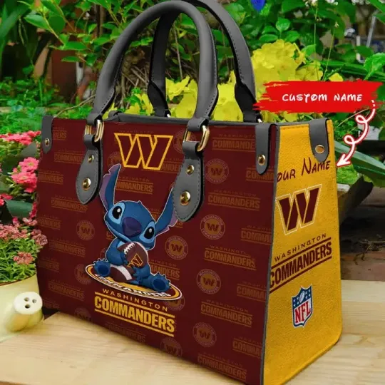 Discover Personalized Washington Football Team Commanders leather handbag, unisex adults