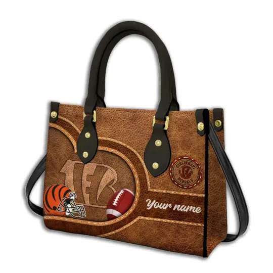 Discover Personalized Cincinnati Football Team Bengalss leather handbag, unisex adults