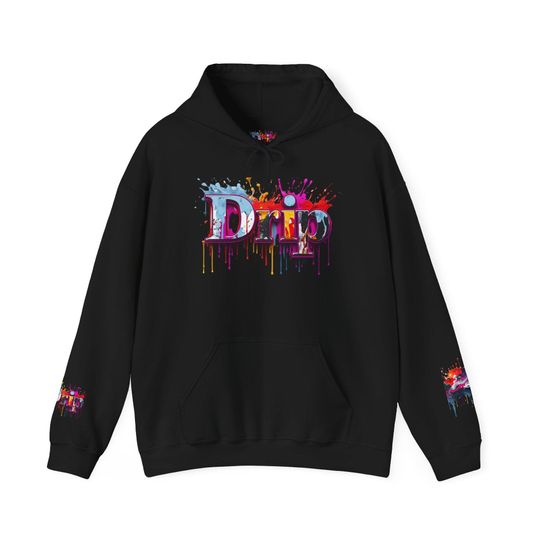 Discover Hoodie Drip Paint Splatter Hoodie | Colorful Dripping Typography Sweatshirt Paint design, style, vibrant street-art energy