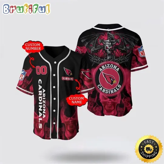 Discover Arizonna Football Team Cardinalss Baseball Jersey 3D Personalized Skull Customiza