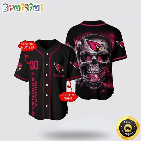 Discover Arizonna Football Team Cardinalss Baseball Jersey 3D Personalized Skull Embrace F