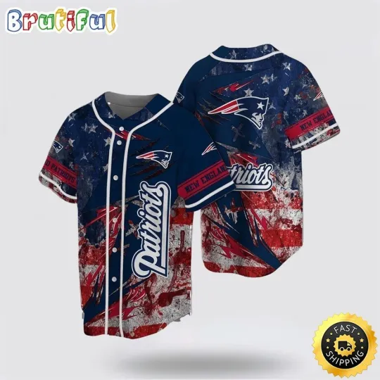 Discover New England Football Team Patriotss Baseball Jersey Symbol American Flag Blue Re