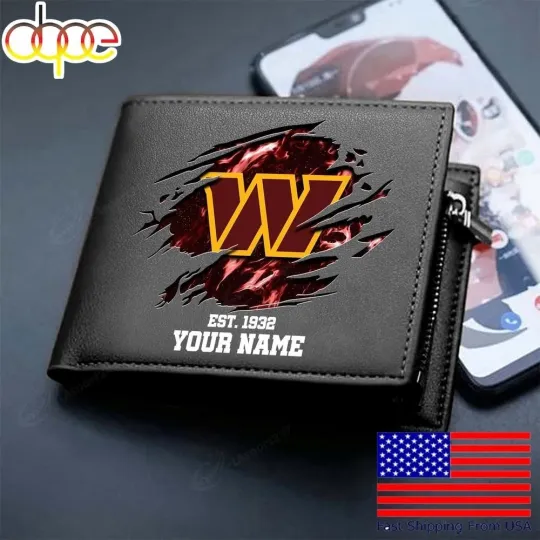 Discover Personalized Washington Football Commanderss Team Men Leather Wallet Gift