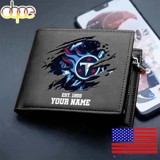 Discover Personalized Tennessee Football Titanss Team Men Leather Wallet Gift For Him