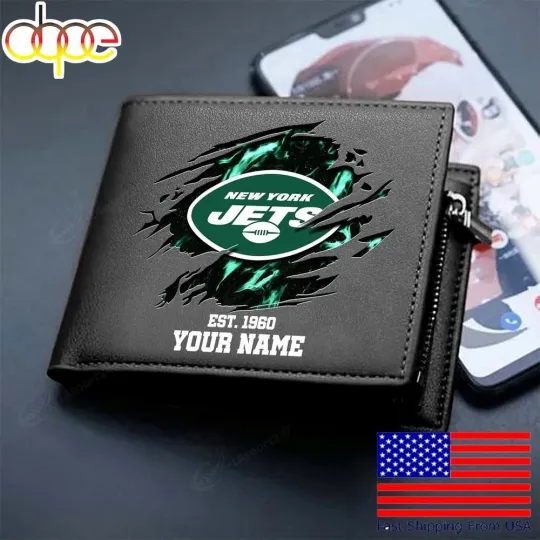 Discover Personalized New York Football Jetss Team Men Leather Wallet Gift For Him
