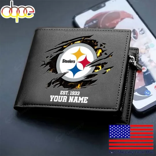 Discover Personalized Pittsburgh Football Steelerss Team Men Leather Wallet Gift For Him